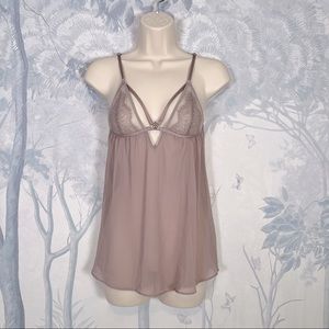 Victoria’s Secret Lavender Sheer Lace Tulle Cami Camisole Cage Strappy XS